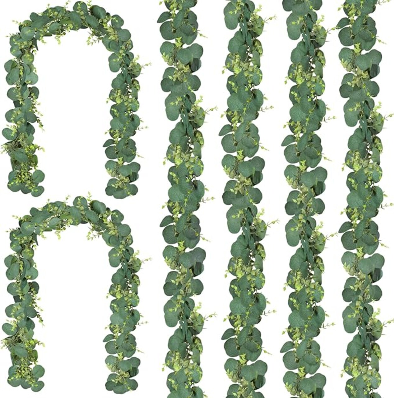 6Pcs Eucalyptus Garland,Artificial Eucalyptus Leaves Table Greenery Garland Wreath Vines for Wedding Party Table Bedroom Wall Decor